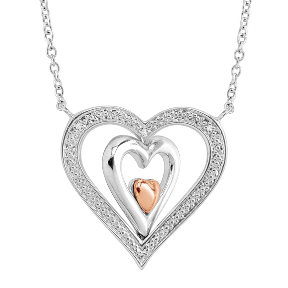 Helzberg Diamonds Jewelry - Reversible Diamond, Silver & Gold Heart Necklace